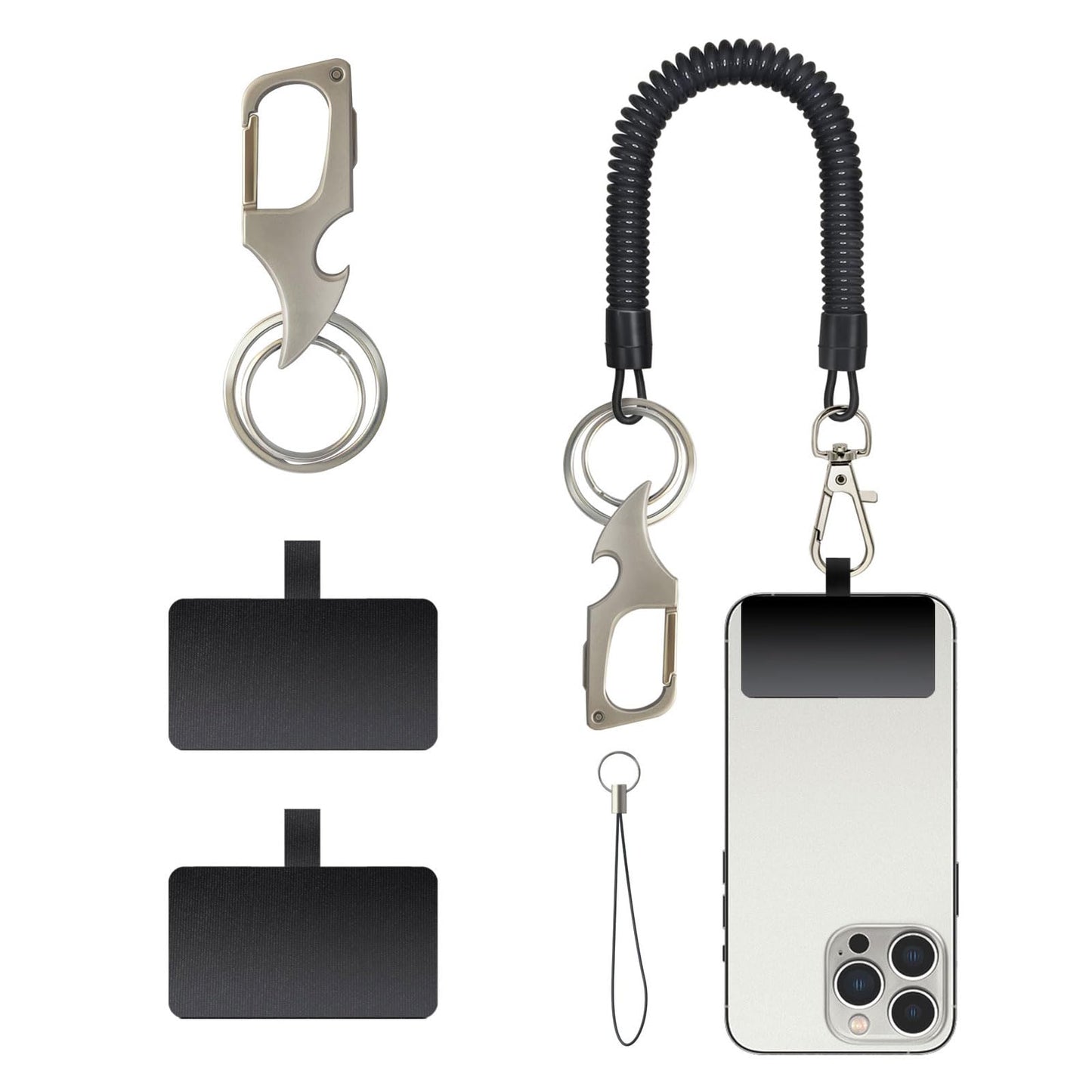Serendipresent Anti Theft Phone Strap Phone Tether Lanyard with Patch,Phone Leash with 2 Phone Patch-1 Phone Tether,Phone Strap Compatible with Smartphone(Pack of 1 Black)