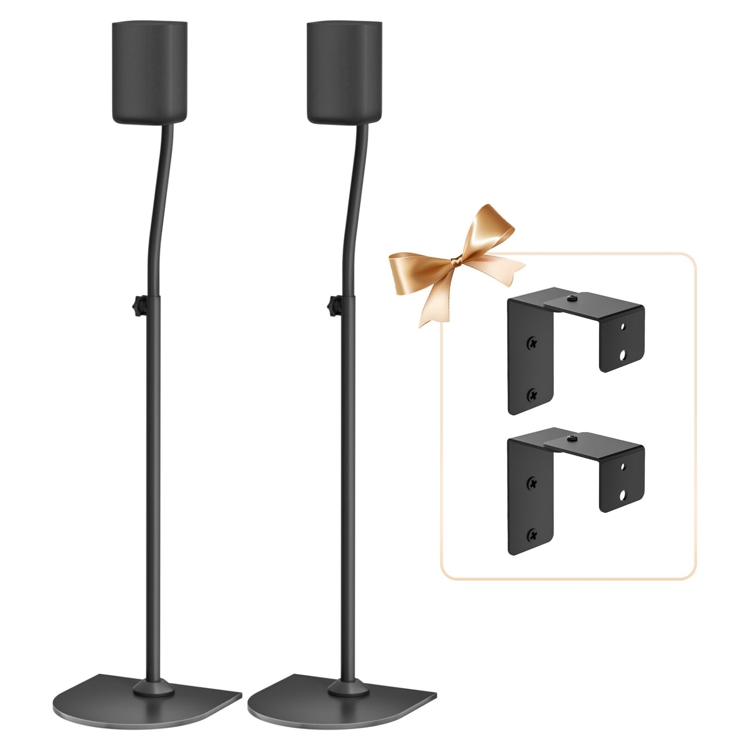 Speaker Stands Pair for Roku Speaker Stand with Speaker Wall Mount - Height Adjustable Surround Sound Speaker Stands for Roku Wireless Speakers Floor Speaker Stands of Keyhole or Thread Hole