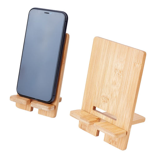 OLYCRAFT 2Pcs Wood Phone Tablet Stand Detachable Bamboo Mobile Phone Tablet Holder Universal Cell Phone Dock with Hole Portable Desktop Phone Cross Bracket for Mobile Phone -2 Style